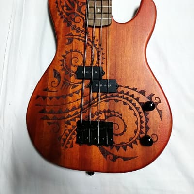 LUNA Tattoo 30" short scale 4-string BASS guitar NEW w/CASE Laser Etched -TAT 30 image 3