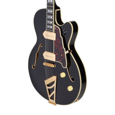 D'Angelico Excel 59 Hollowbody Electric Guitar - Solid Black w/ Stairstep Tailpiece  DAE59SBK2GT image 7