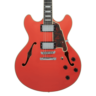 D'Angelico Premier DC Semi-Hollow Double Cutaway w/ Stop-Bar Tailpiece - Fiesta Red image 3