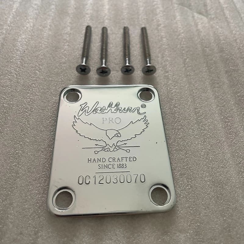 Chrome Washburn Guitar Neck Plate with Screws Reverb