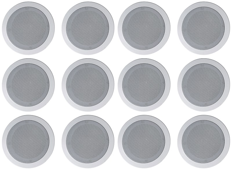 (12) Rockville HC55-16 White 5.25&quot; 300w In-Ceiling Home Theater Speakers 16 Ohm  			