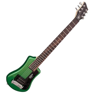 Hofner Shorty Travel Electric Guitar w/Bag - Metallic Dark Green Finish image 1