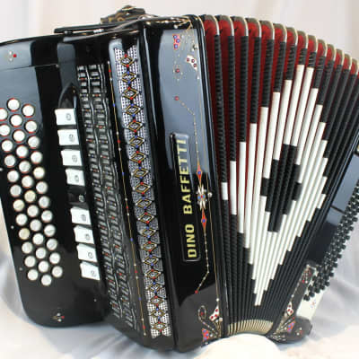 6320 - Black Decorated Dino Baffetti Diatonic / Stradella