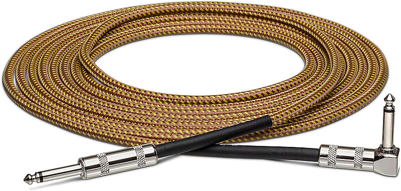 Hosa - GTR-518R - Tweed Mono 1/4" Male to 1/4" Angled Male Guitar Cable - 18 ft. image 1
