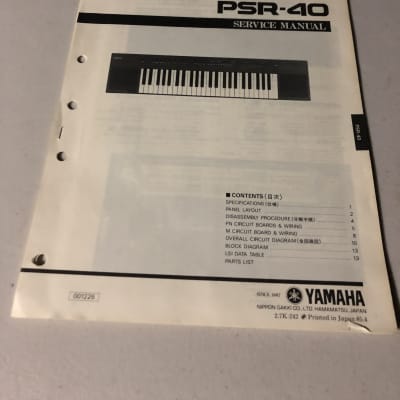 Yamaha  PSR-40 Portatone Service Manual  1985