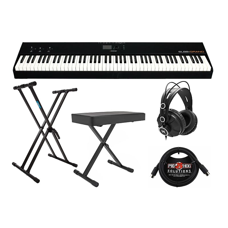 StudioLogic SL88 Studio 88-Key USB/MIDI Keyboard Controller Bundle with  Keyboard Stand, Bench, Closed-Back Studio Headphones, and 10-Foot MIDI  Cable