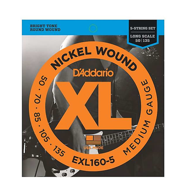 D'Addario EXL160-5 XL 5-String Bass Regular/Long String Set image 1