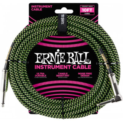 ERNIE BALL 6077 Instrumentenkabel Wkl-Kl 3m, schwarz/grün for sale