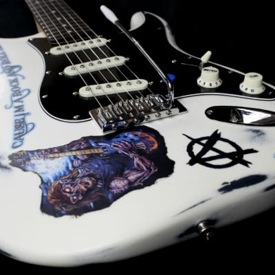 Custom Painted and Upgraded Fender Squier Bullet Strat Series - Aged and Worn with Custom Graphics image 20