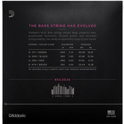 D'Addario NYXL45100 Long Scale Regular Light Bass Strings NYXL 45-100 image 3