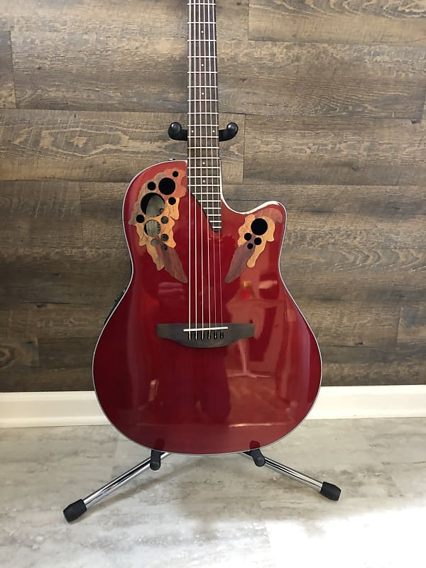 Ovation Ovation CE48 Celebrity Elite Acoustic-Electric Guitar Transparent Ruby Red image 1