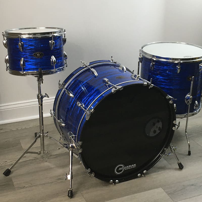 Vintage Apollo 3 Piece Drum Set 1970s Blue Oyster Pearl Completely Restored in USA Jazz Bop Kit 12/16/22 image 1