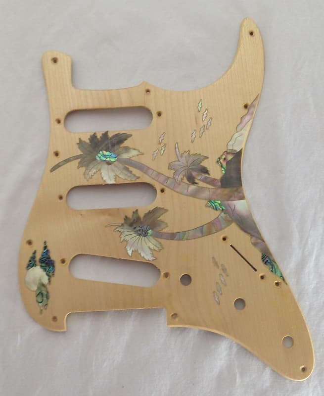 NOS Tsai Tropical Scene Shell Inlay 80's Pick Guard | Reverb