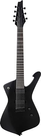 Ibanez Iron Label Iceman ICTB721 7-String Guitar with Bag Black Flat image 1