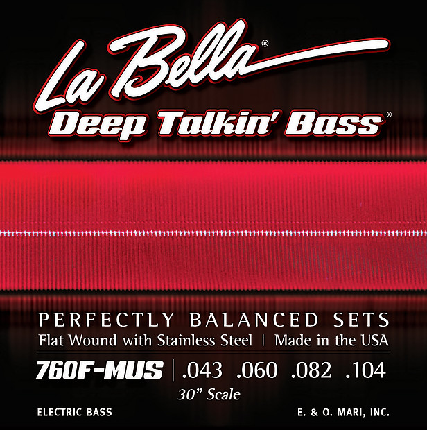La Bella 760F-MUS Deep Talkin Bass Stainless Steel Flat Wound 30"  Scale 43-104 image 1