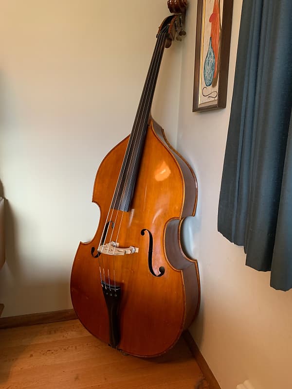 Fully carved 3/4 size upright bass Reverb