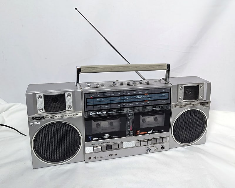 Vintage Hitachi TRK- W55H Dual Cassette Boombox / Ghetto Blaster