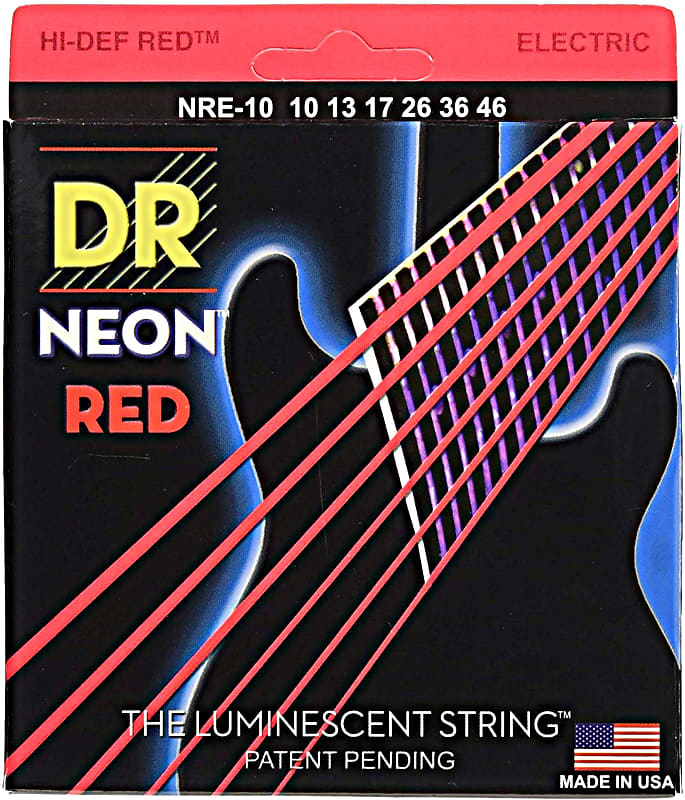 DR NRE-10 Hi-Def Neon Red Coated Electric Guitar Strings 10-46 Neon Red image 1