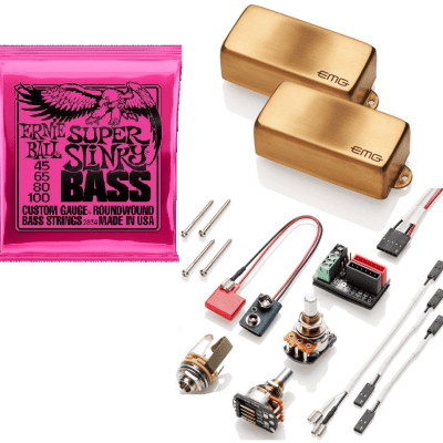 EMG Les Claypool LC Brushed Gold Active PA Set Active P Bass Pickup Set  Pots Wiring (SUPER SLINKY) Reverb