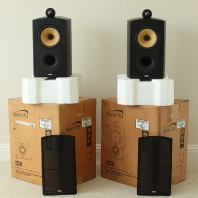 B&W Bowers Wilkens 805 Nautilus speakers black Made in England BW B W with boxes (need fix tweeter) image 2