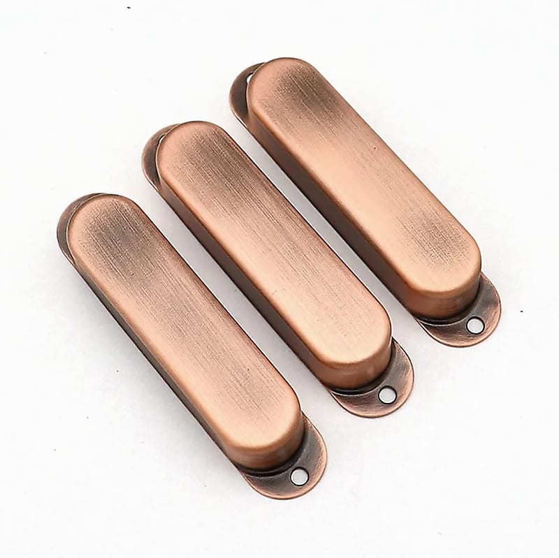 Copper Red Closed Guitar Metal Strat Style Pickups Covers Set Reverb