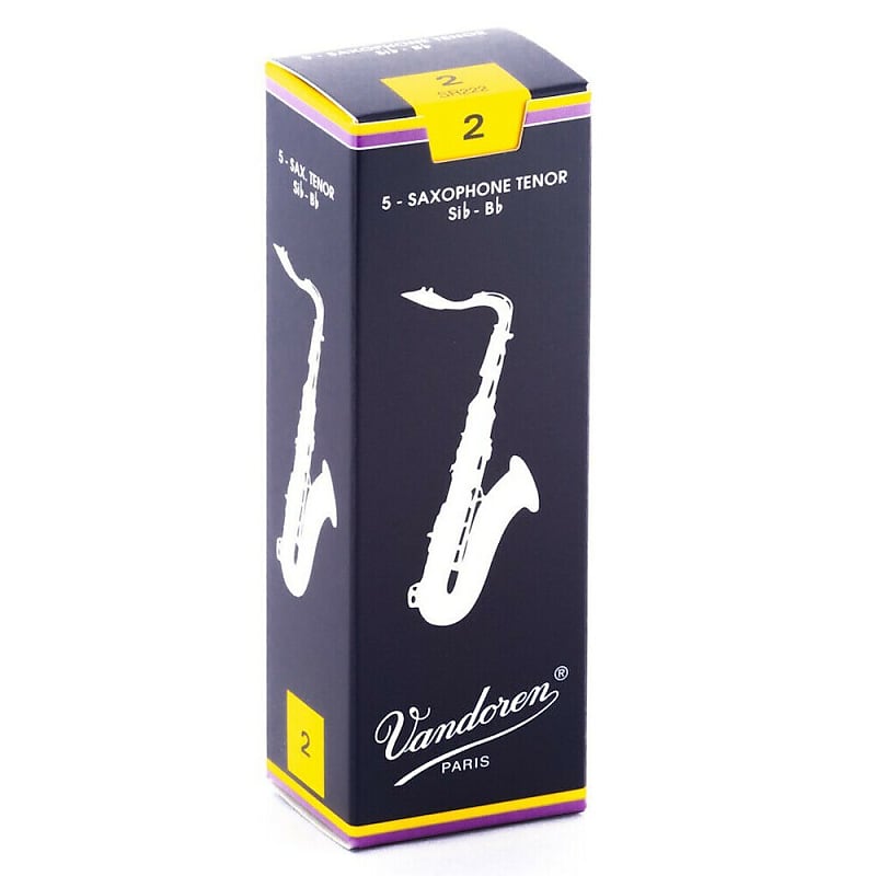 Vandoren SR222 Tenor Sax 2 Strength Traditional Saxophone Reeds Box of 5 image 1