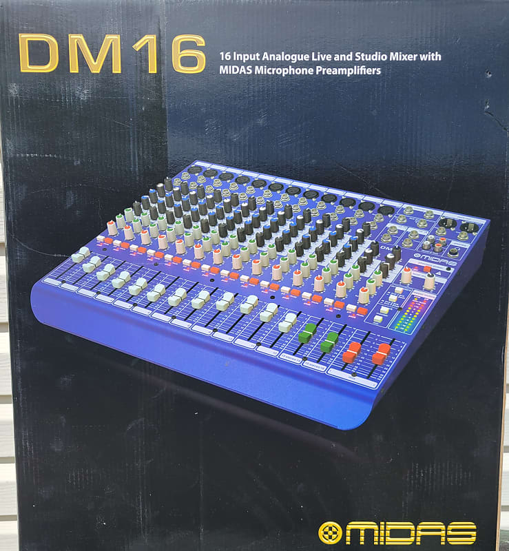 Midas DM16 16-channel Analog Mixer 16-channel Mixer with 12 Mic/Line Channels, 2 Stereo Channels, 3-band EQs, and 2 Aux Sends Free Shipping image 1