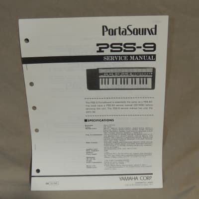Yamaha PortaSound PSS-9 Service Manual and PSS-9 B Service Manual [Three Wave Music]