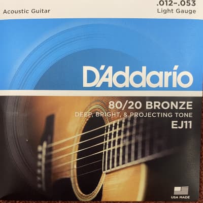 D Addario EJ11 80 20 Bronze Light Acoustic Guitar Strings .012