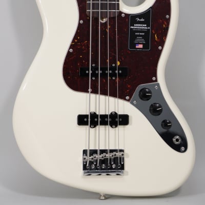2022 Fender American Professional II Jazz Bass Olympic White w/OHSC image 4