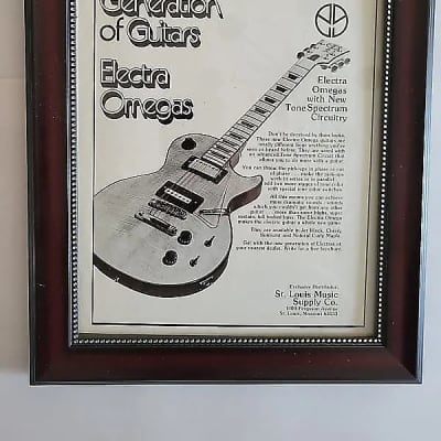 1976 Electra Guitars Promotional Ad Framed Electra Omega Les Paul Copy Original for sale