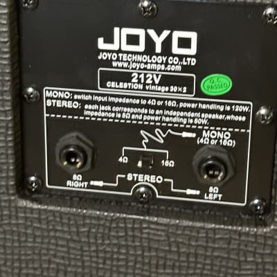 Joyo 212V Cabinet 2x12”  Celestion Vintage 30 Stereo Mono 2023 - Black image 8