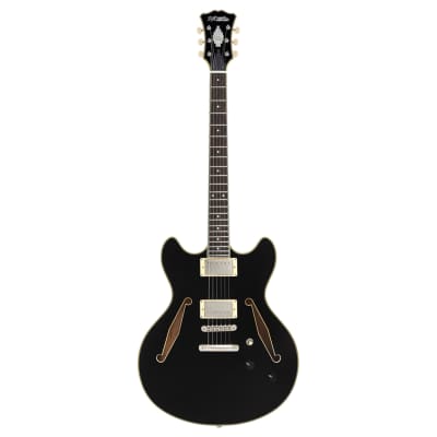 D'Angelico Excel DC Tour Electric Guitar - Solid Black image 2