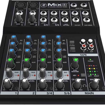 Mackie Mix8 6-input Desktop Mixer with 2 Microphone Preamps 2 Stereo Channels 3-band EQ 1 Aux Tape I image 7