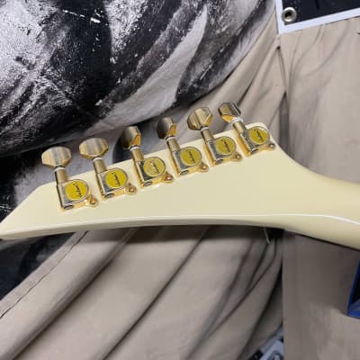 Jackson RR5 RR-5 Randy Rhoads Flying V Guitar with Case MIJ Japan maybe 1996? 2006? White/Gold/Pinstripes image 18