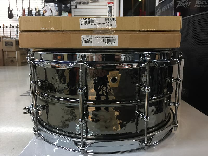 Ludwig LB417KTWM Hammered Black Beauty 6.5x14" Brass Snare Drum with Tube Lugs and P-86 Millennium Strainer image 5