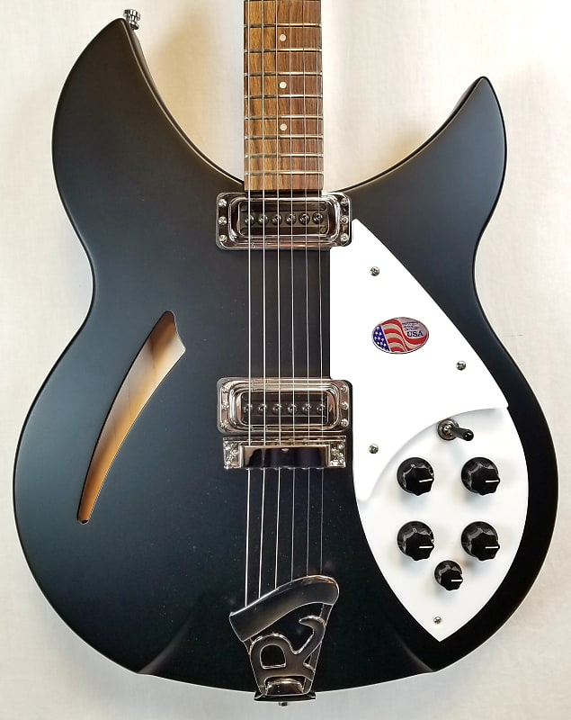 Rickenbacker 330 Semi-Hollow Guitar, 21 Fret, Rosewood FB, Matte Black, HSC 2024 image 1
