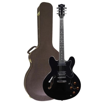 Artist Black58 Semi-Hollow Electric Guitar & Brown Case for sale