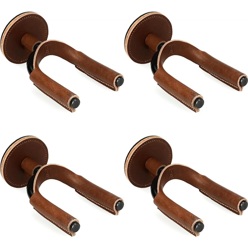 Levy's FGHNGR Black Forged Guitar Hanger (4 Pack) - Brown Leather image 1