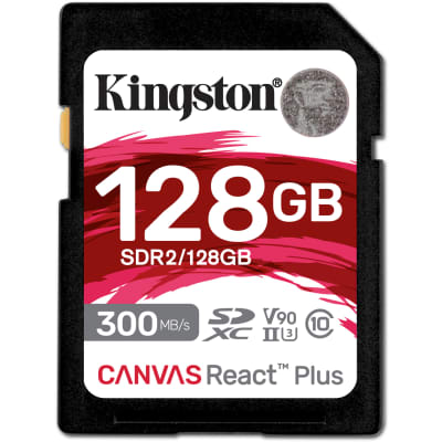 Kingston 128 GB Canvas React Plus UHS-II U3 V90 SDHC Full HD/4K/8K image 1