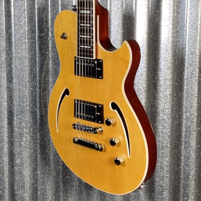 Reverend Limited Edition Roundhouse Semi Hollow Body Archtop Vintage Clear Natural Guitar #4 Blem image 8