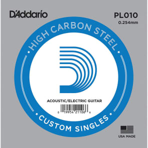 D'Addario PL010 Plain Steel Guitar Single String .010