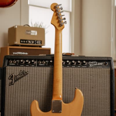 Warmoth/Allparts Blonde S Style Guitar with Flamed Maple Neck image 9