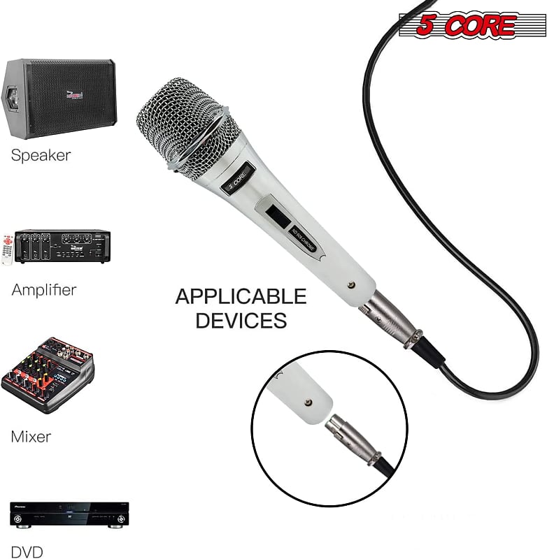 5 Core Microphone Professional Dynamic Karaoke XLR Mic with ON OFF Switch  Cardioid Unidirectional Handheld Micrófono for Singing Includes XLR Cable  Mic Clip Carry Bag ND-959 Elantra