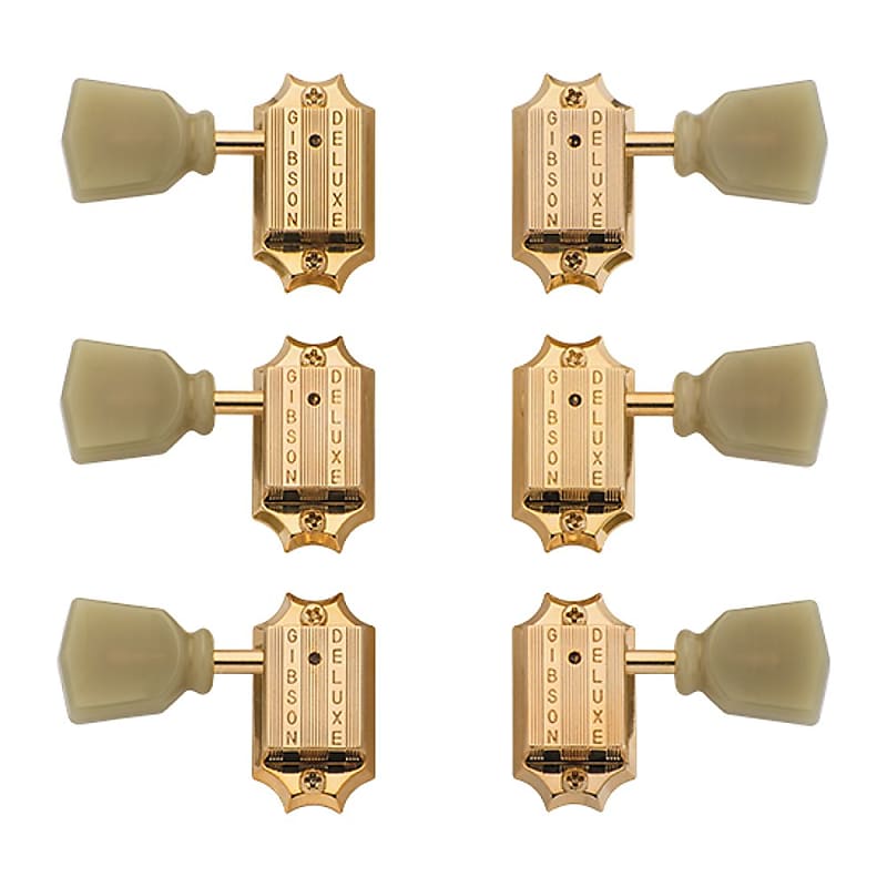 Gibson Deluxe Tuners 3 x 3 Kluson Style with Bolt Bushing (Gold, Green Key) image 1