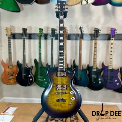 Dunable USA Custom Shop Minotaur Electric Guitar w/ Case - Yellow Purple Burst image 2