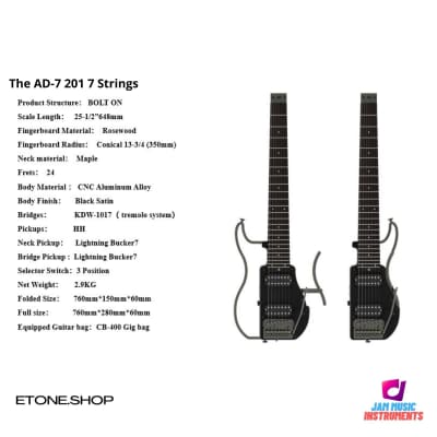 ALP  AD7-201 7-String Electric Guitar Headless Folding Body Travel Guitar image 6