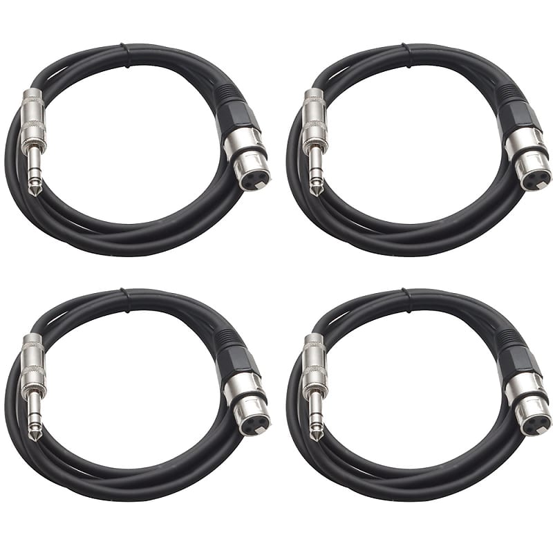 4 Pack of 1/4 Inch to XLR Female Patch Cables 6 Foot Extension Cords Jumper - Black and Black image 1