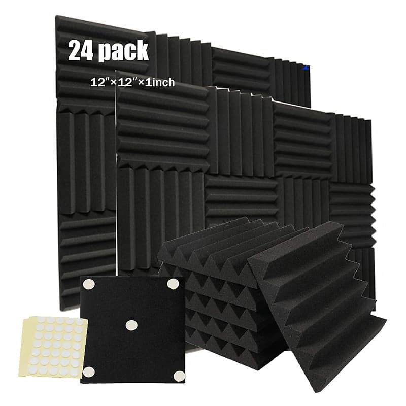24 Packs Acoustic Foam Panels 2" X 12" X 12", Soundproofing Reverb