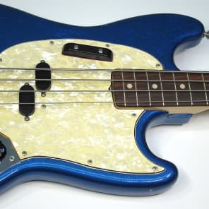 1971 Fender Mustang Bass Super Rare Blue Metal Flake Original Sparkle w MOTS Guard All Original! image 5
